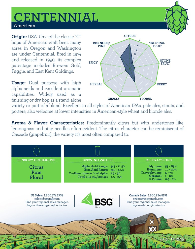 Centennial (US) Hop Pellets 8 oz