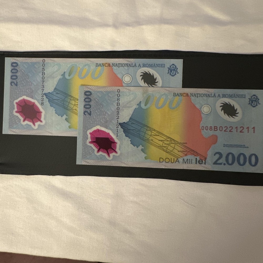 2 count Romania 2000 Lei 1999 Polymer