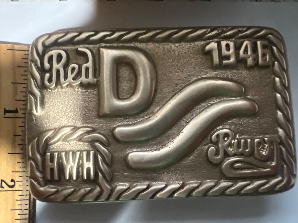 John Wayne SOLID BRASS "The Duke" Red River Belt Buckle 1946 HWH initial version