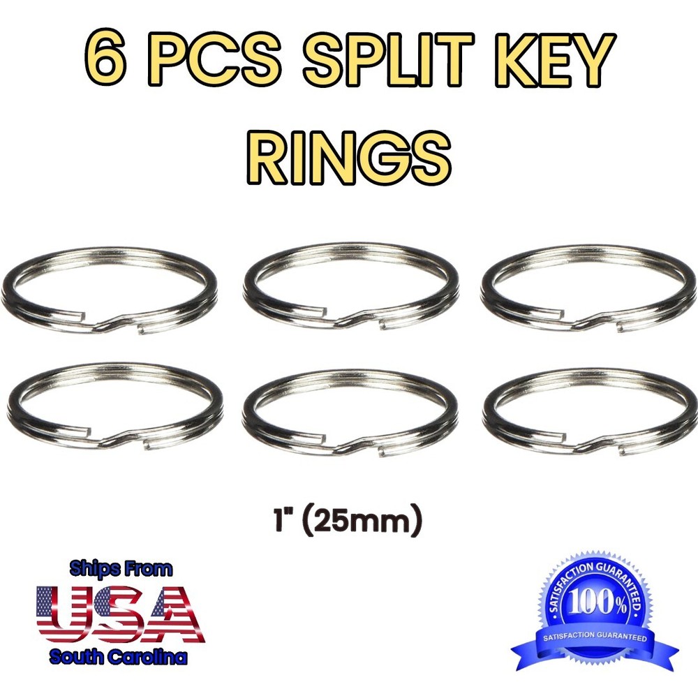6 PCS Split Key Rings 1" (25mm) Secure Keychain Items Split Ring