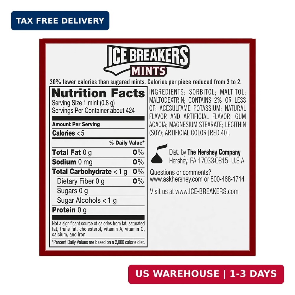 Ice Breakers Cinnamon Sugar Free Mints Tins, 1.5 oz (8 Count)
