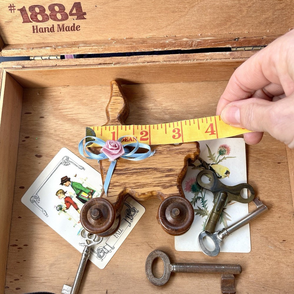 Vintage Wooden Bunny Rabbit Rolling Push Toy Missing Pull String Nursery Decor