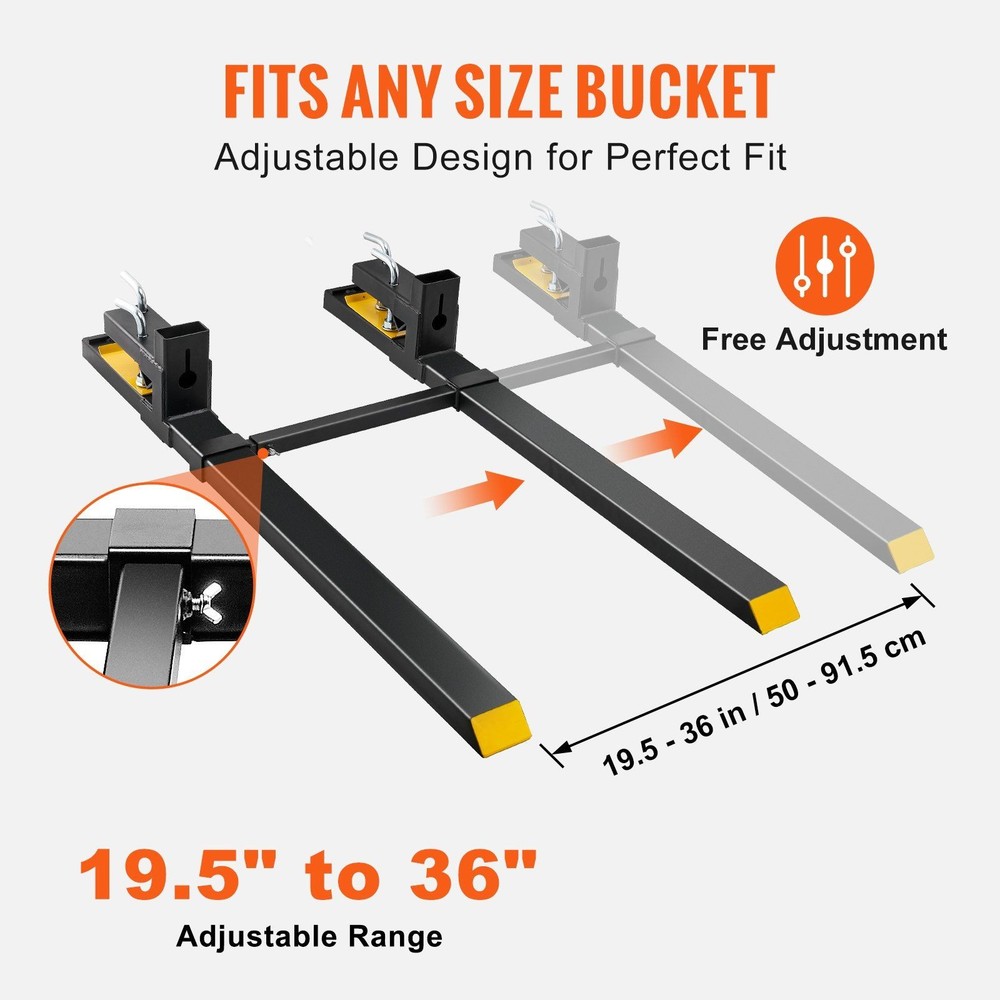 Double-Bar Pallet Forks 60in 4000lb Frame Work Adjustable Core