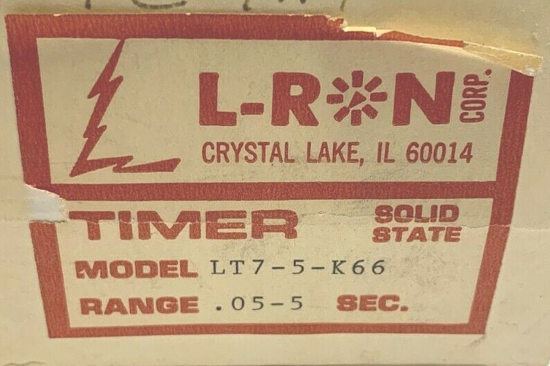 NEW L-RON LT7-5-K66 SOLID STATE TIMER MODULE, .05-5 SEC