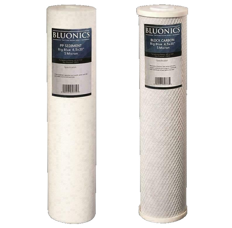 Bluonics CTO Carbon Block & Sediment 4.5" x 20" Replacement Filter Cartridges