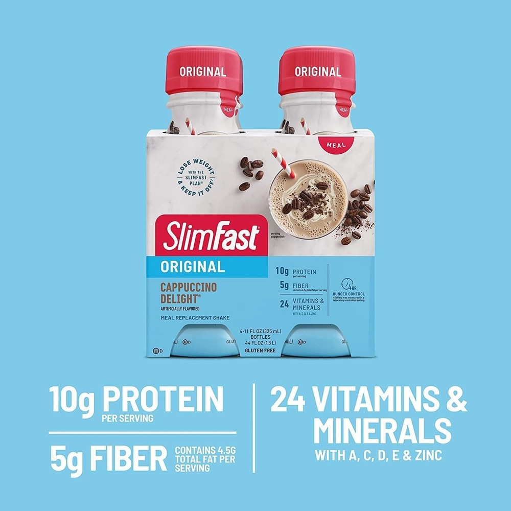 SlimFast Meal Replacement Shake, Original Cappuccino Delight,
