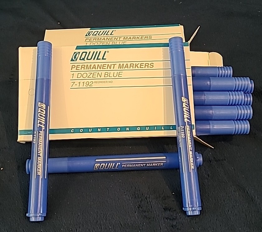 Quill Permanent Markers, Chisel Tip, 1 Dozen Blue