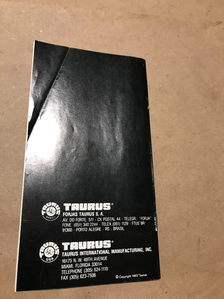1993 Taurus Handgun Owners Manual