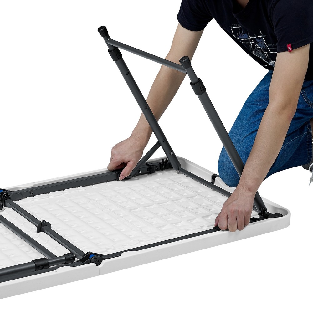 4 Foot Adjustable Height Folding Plastic Table White