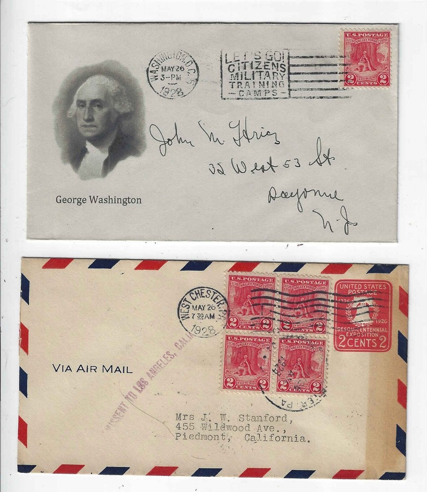 FDC's #645 x 7 cancels -- Valley Forge