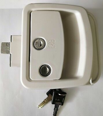 White Leonardo New Style RV Camper Trailer Entry Door Lock Fastec FIC LEO-WHT