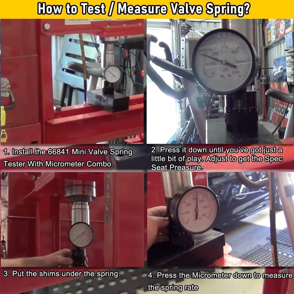 66841 Mini Valve Spring Tester Micrometer Spring Checker for Vise Arbor Press