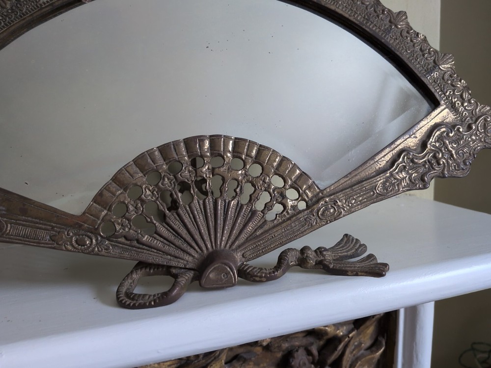 Vintage Brass Fan Mirror