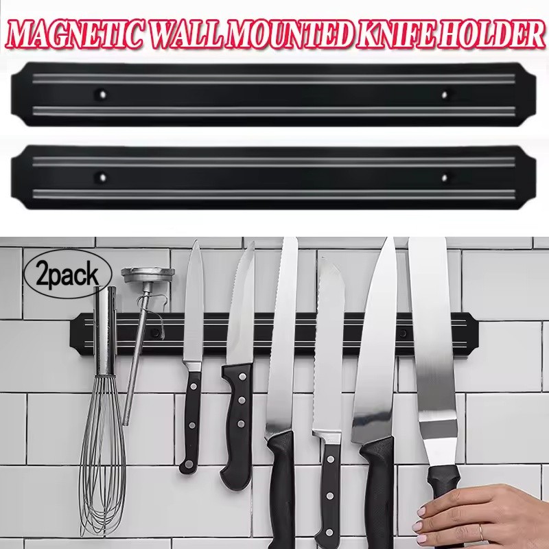Strong Magnetic Knife Strip – 2PCS Plastic Holder for Kitchen Knife & Tool Rack