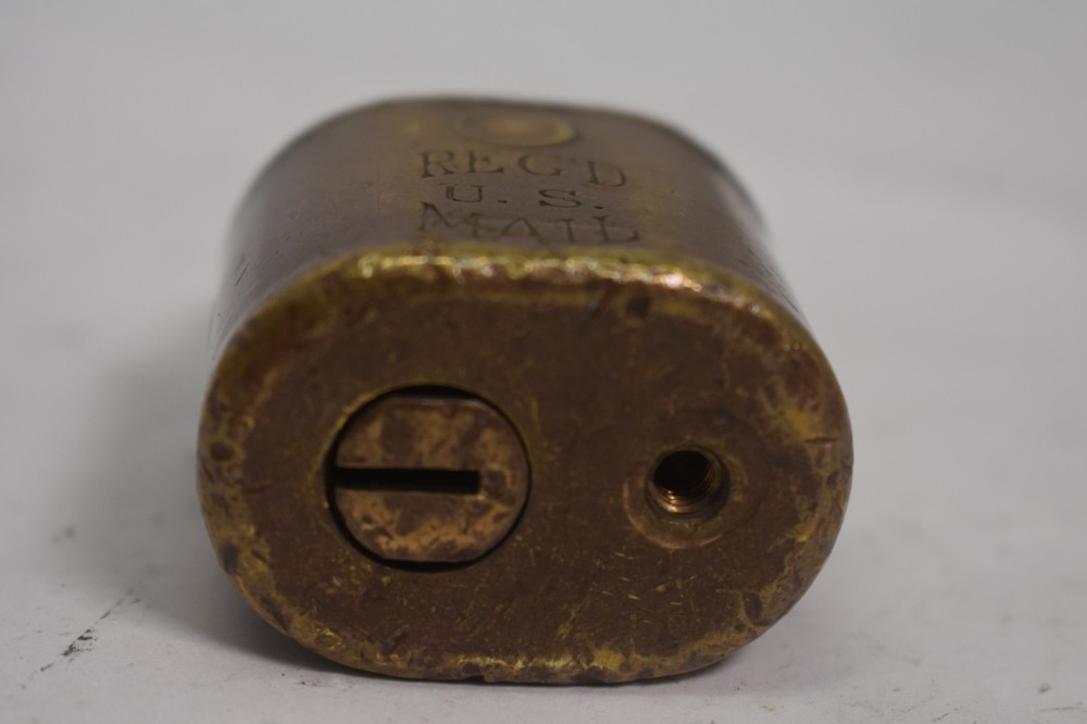Vintage Brass US Reg'd Mail Lock Postal Rotary Padlock WITHOUT KEY