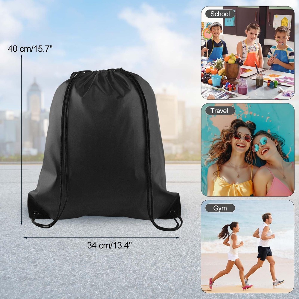 PLULON 2Pcs Drawstring Bags Bulk Black Backpack Standard,