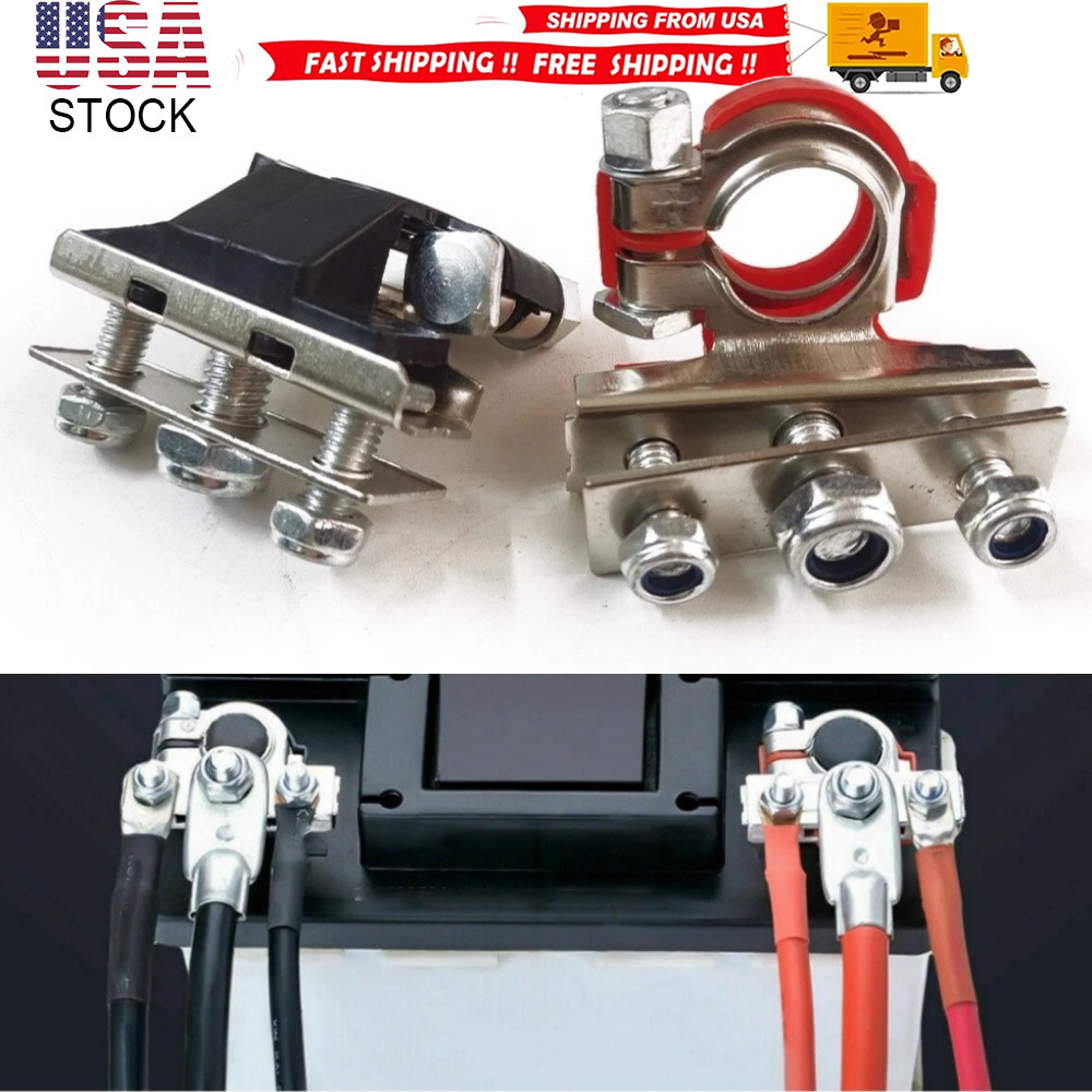 2PCS Battery Terminal Connectors Top Post Battery Wire Cable Terminals Clamp Set