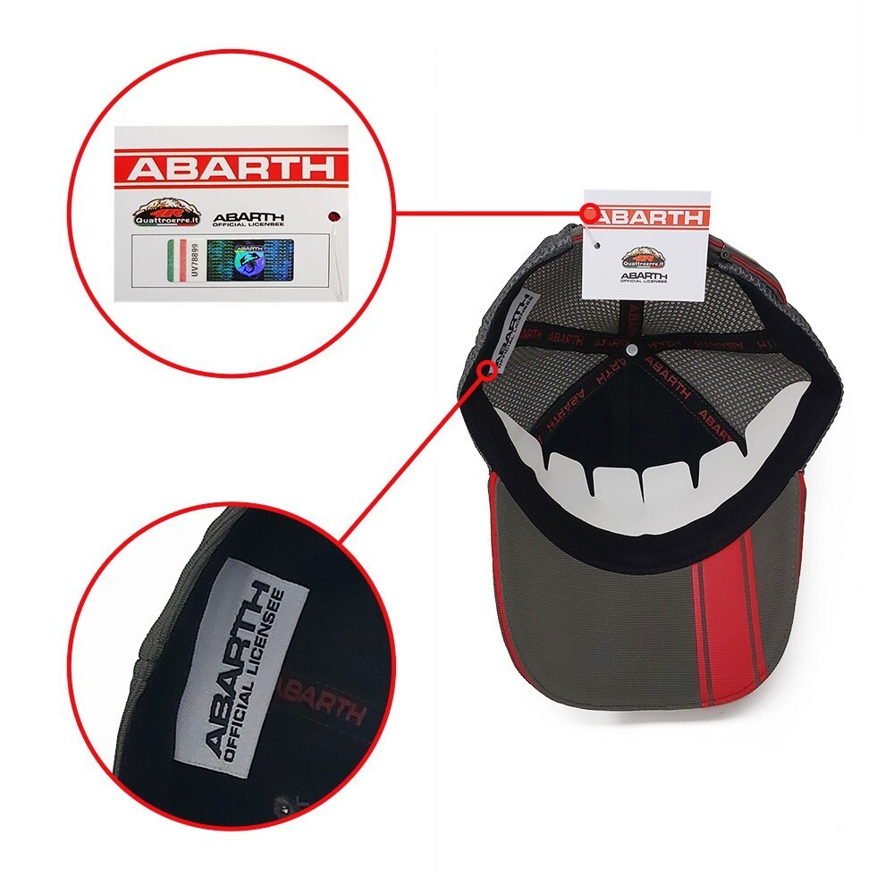 Abarth Hat Grey Green Visor Curved Summer