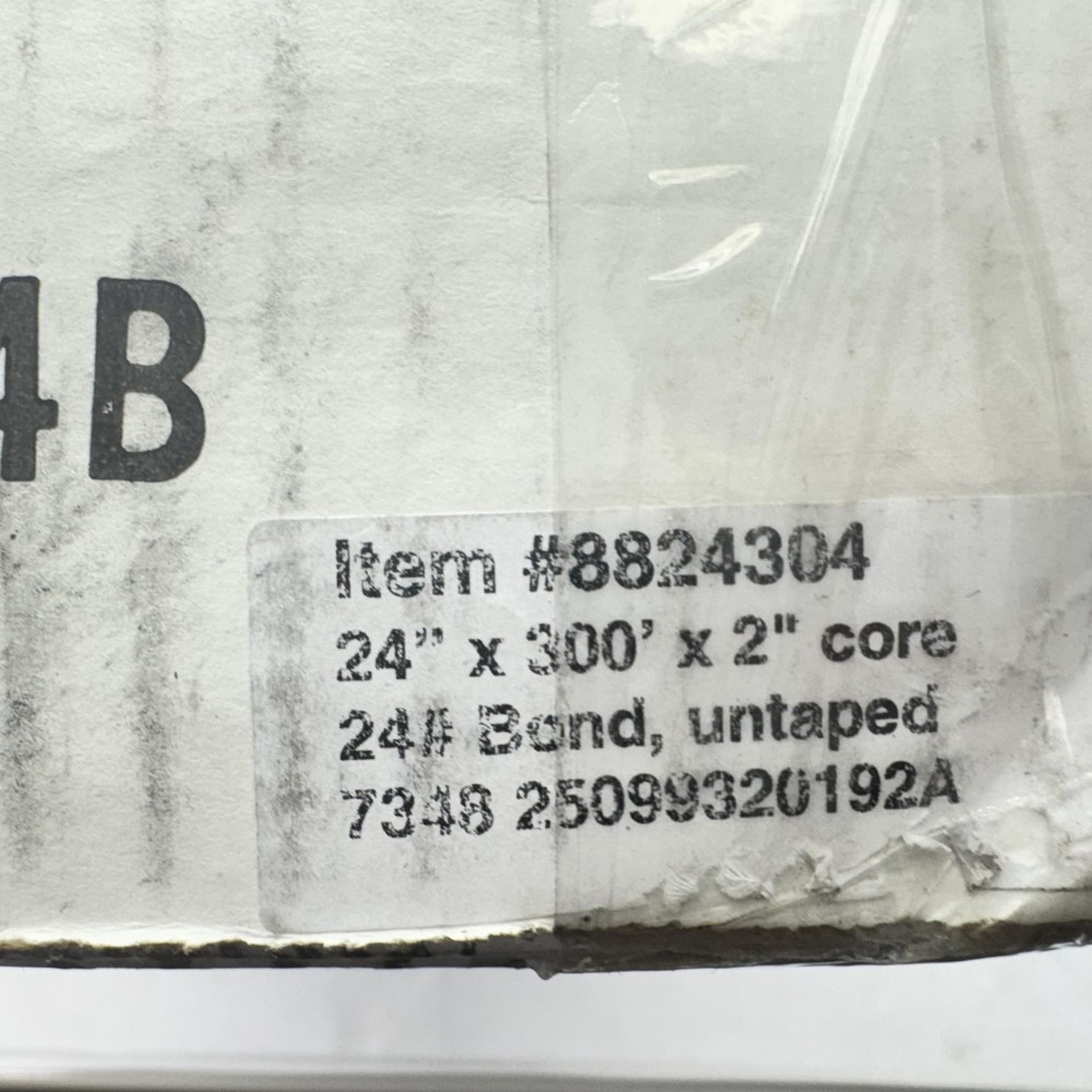 Wide Format Engineering Bond Paper 24" x 300' 2" Core 24lb Untaped 2 Rolls
