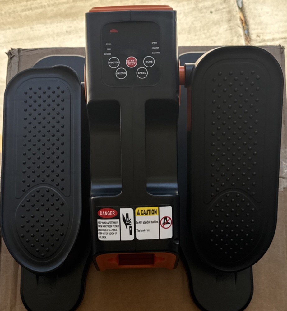 Electric Elliptical Machine Black/Orange LCD Display Remote Compact Quiet