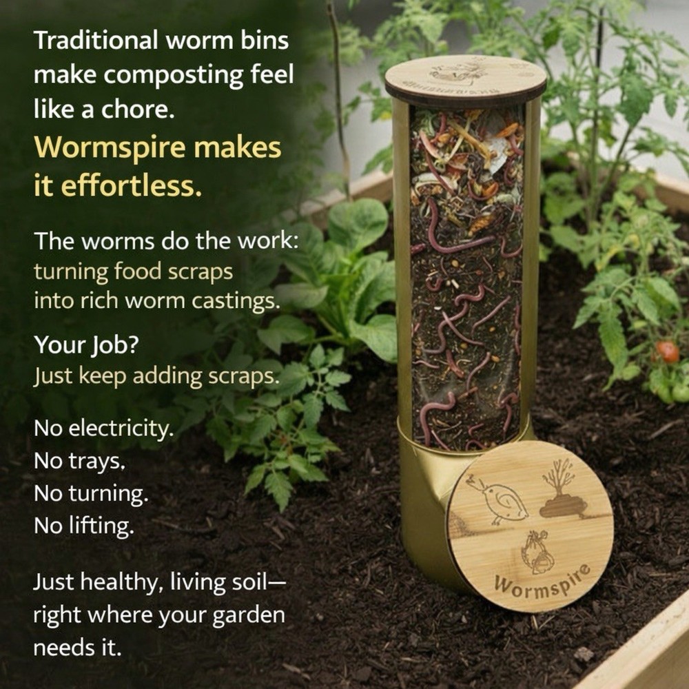 Wormspire™ Vertical Worm Compost Bin System Made Easy - Vermicomposting Tower