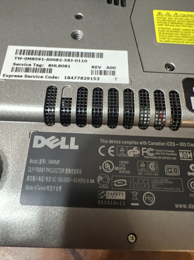 Dell 3400MP DLP Projector With Case & Remote- Tested