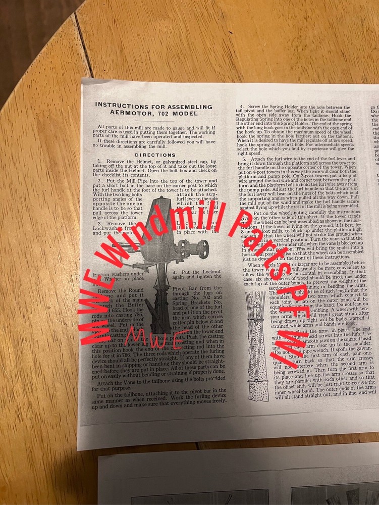 Aermotor Windmill 702 Assembly Instructions