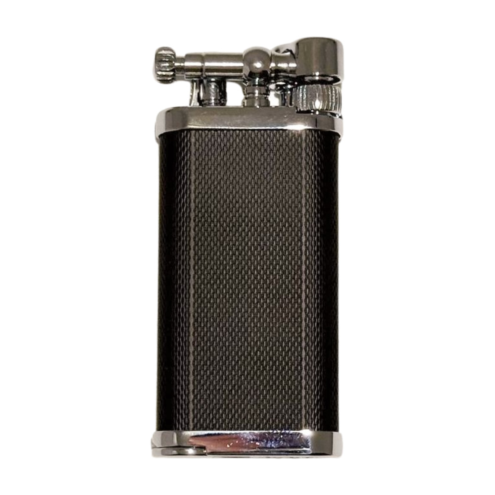 IM Corona Old Boy Black & Chrome Engine Turned Pipe Lighter