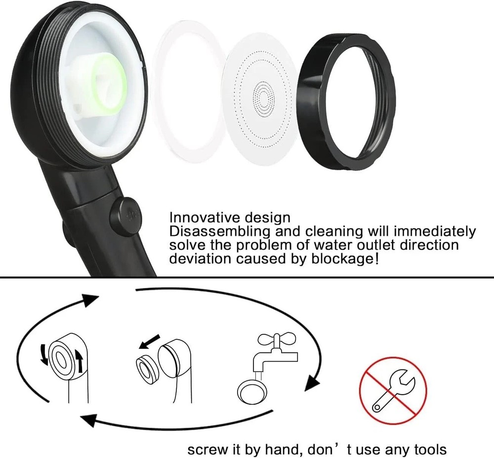High Pressure Water Saving 3 Mode with ON/Off Pause Function Handheld Showerhead