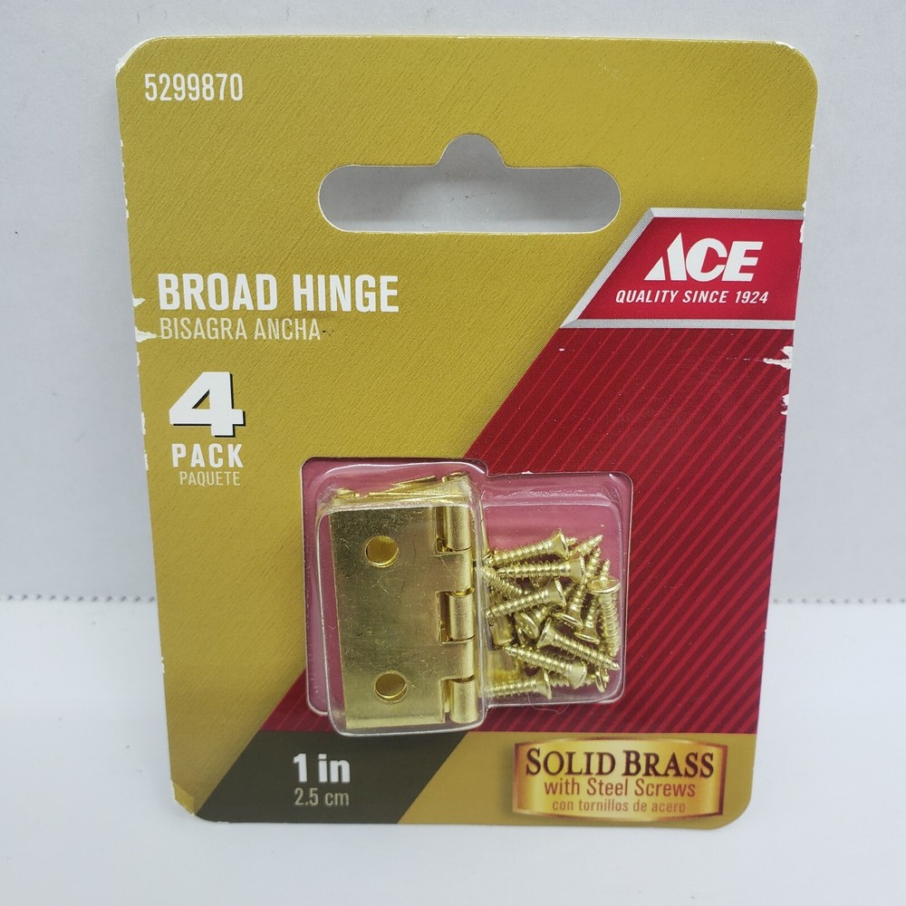ACE Broad Hinge SOLID BRASS  4 Pack  1"  #5299870