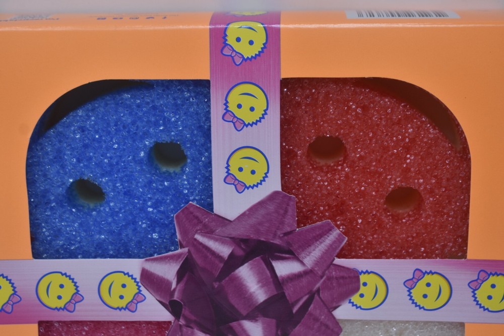 4 Pack Scrub Mommy Dual Two Sided Sponge and Scrubber Multi Task Happy Face