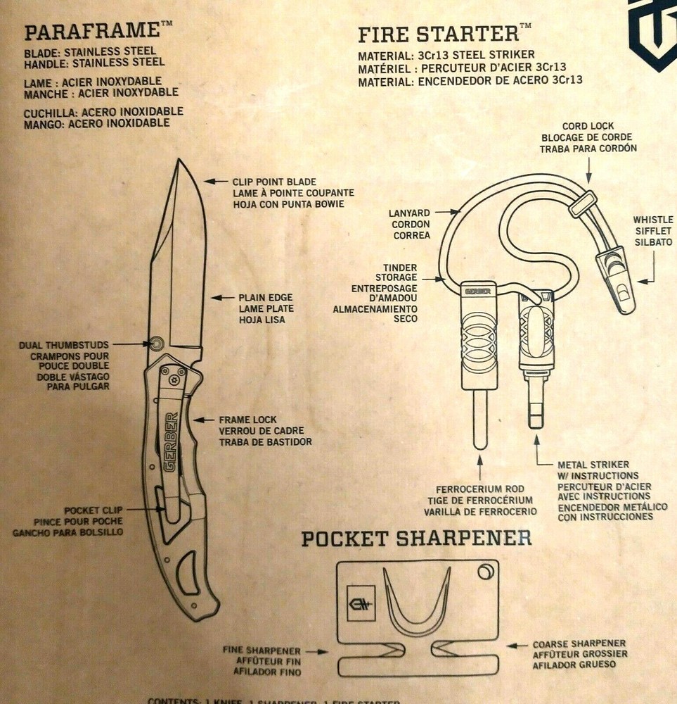 Gerber Paraframe Folding Knife Combo Kit