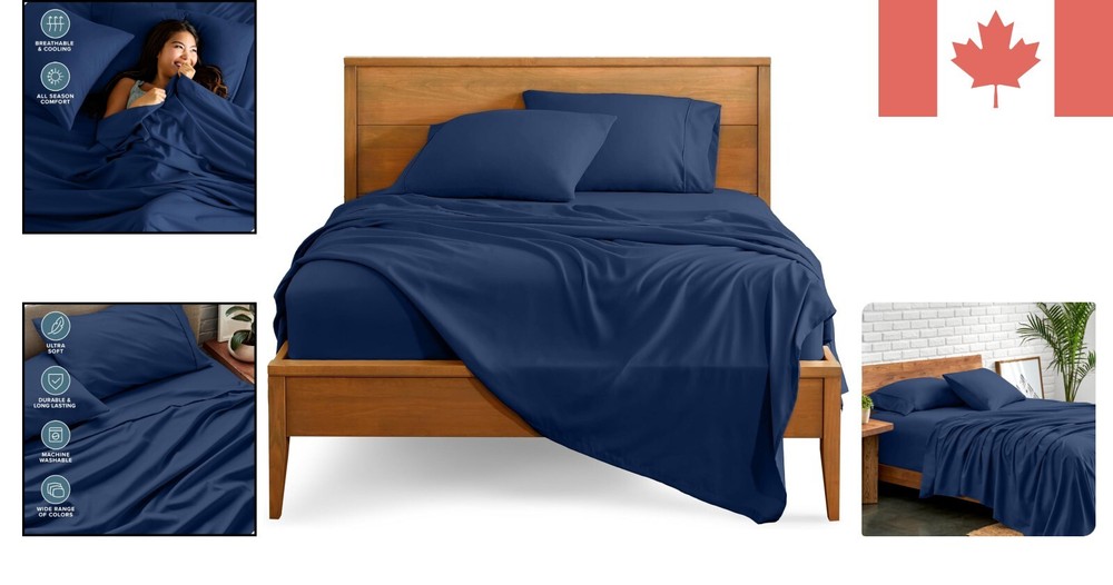 Ultra-Soft Dark Blue Full Sheet Set - Deep Pocket & All-around Elastic Bedding