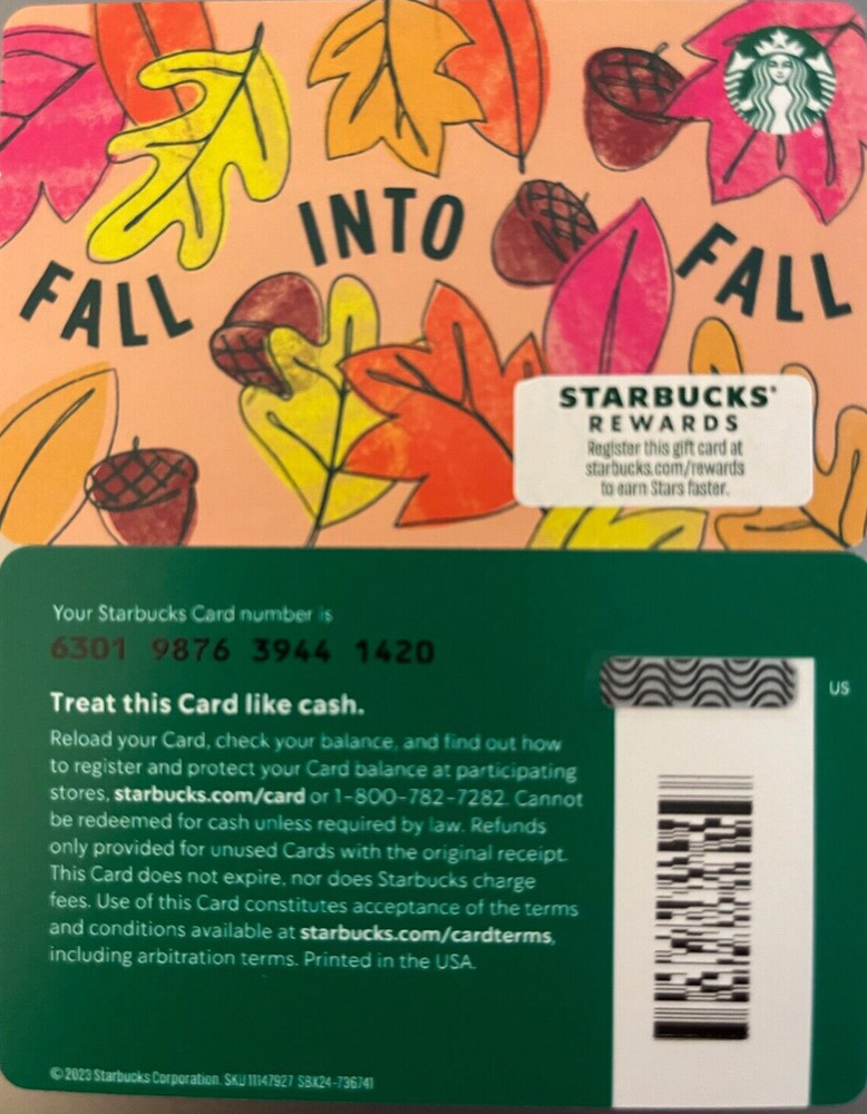 2023 STARBUCKS "FALL INTO FALL" GIFT CARD #6301 NO VALUE MINT