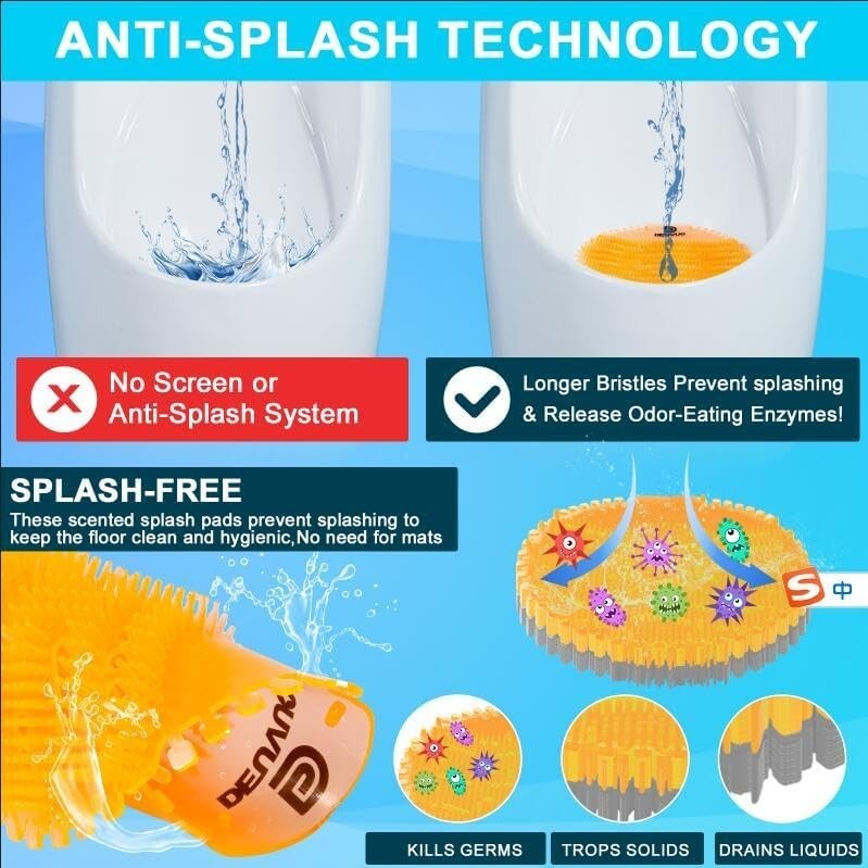 Odor Protection Urinal Mats 15 Pack - Anti-Splash Technology