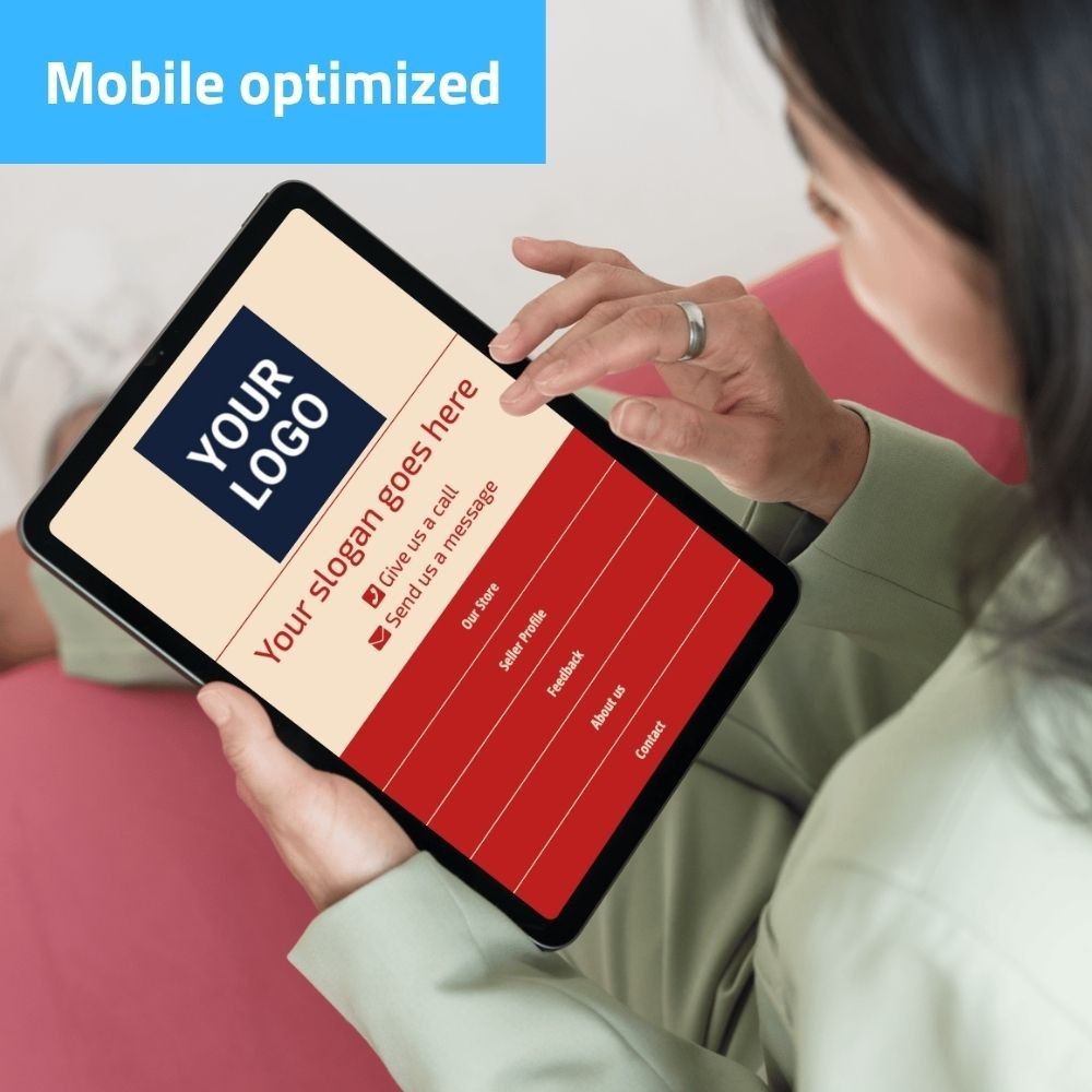 eBay Template - Responsive Simple - Mobile Optimized + Editor | beige red
