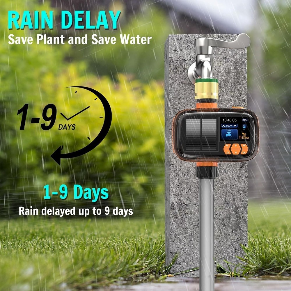 Solar Sprinkler Timer for Smart Hose Timer with Rain Delay/Manual/Automatic