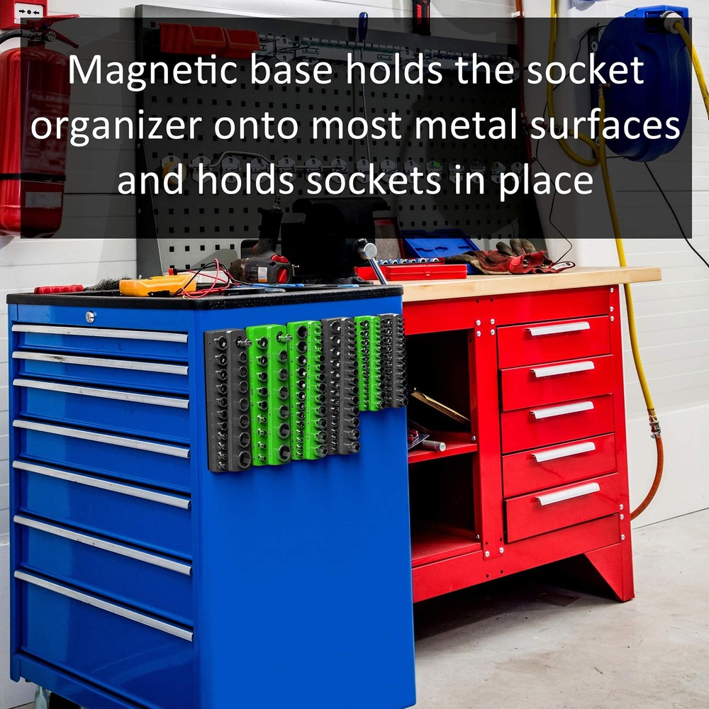 Olsa Tools Magnetic Socket Organizer | 3 Piece Socket Holder Kit | 1/2-Inch, ...