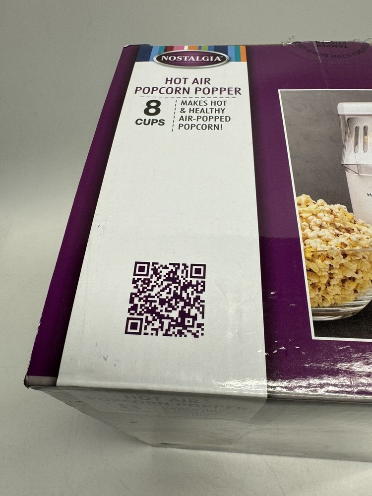 NEW OPEN BOX Nostalgia Electrics Hot Air Popcorn Maker HAP8WT
