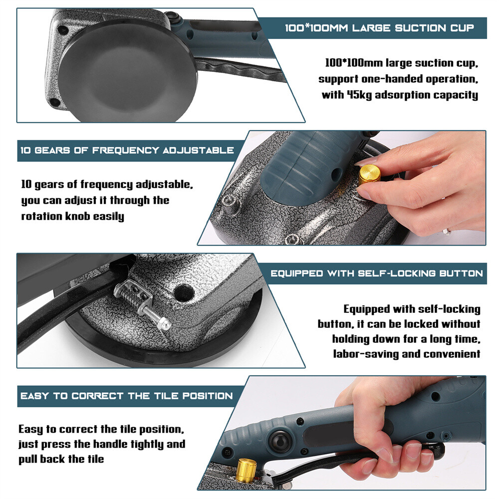 Automatic Tile Tiling Leveling Tool Machine Vibrator Adjustable with 2 Battery