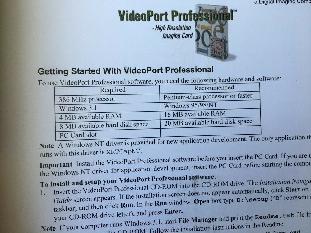 MRT Videoport PCMCIA analog frame grabber