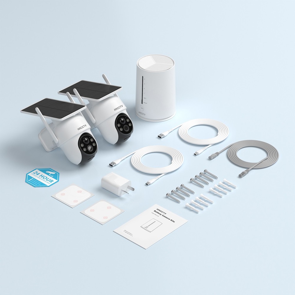 ARCCTV 4MP Wireless Security Camera System Solar Battery Powered Home 2 Way Talk