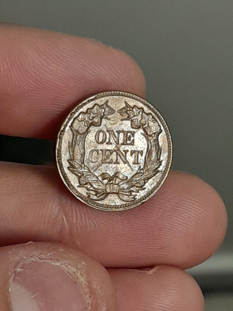 1858 Small Letters Flying Eagle Cent - AU Details (Scrached Reverse)