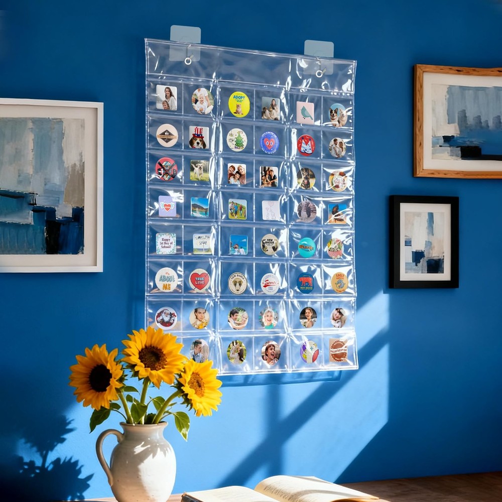4 Pack Hanging Sticker Display Organizer Button Display Storage, Wall Door Pi...