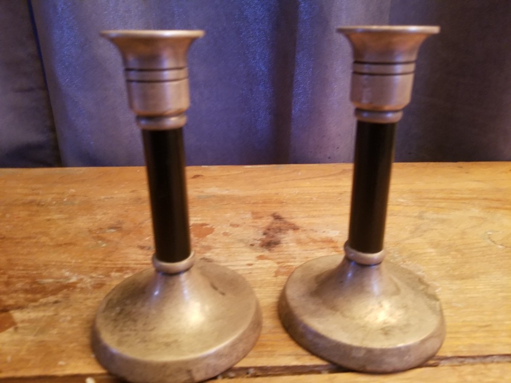 2 Vintage Antique Candlestick Holders