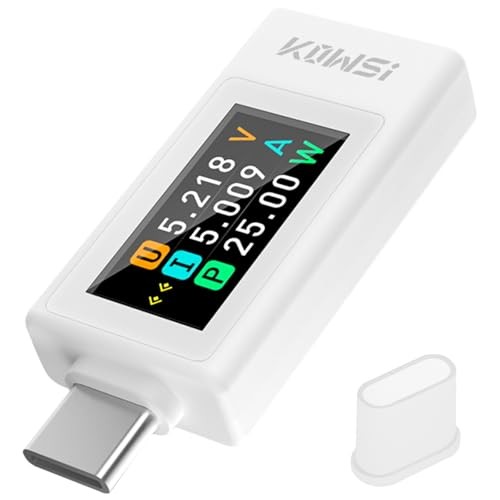USB C Tester Voltage and Current Tester Meter Voltmeter Power Bank White