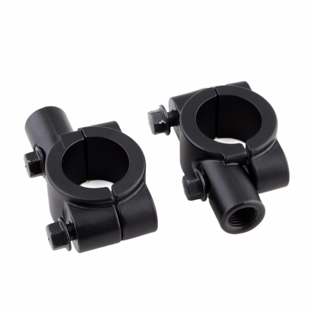 Pair Motorcycle Handlebar Mirrors Clamp On Mounts Bracket 8mm For 7/8" Handlebar