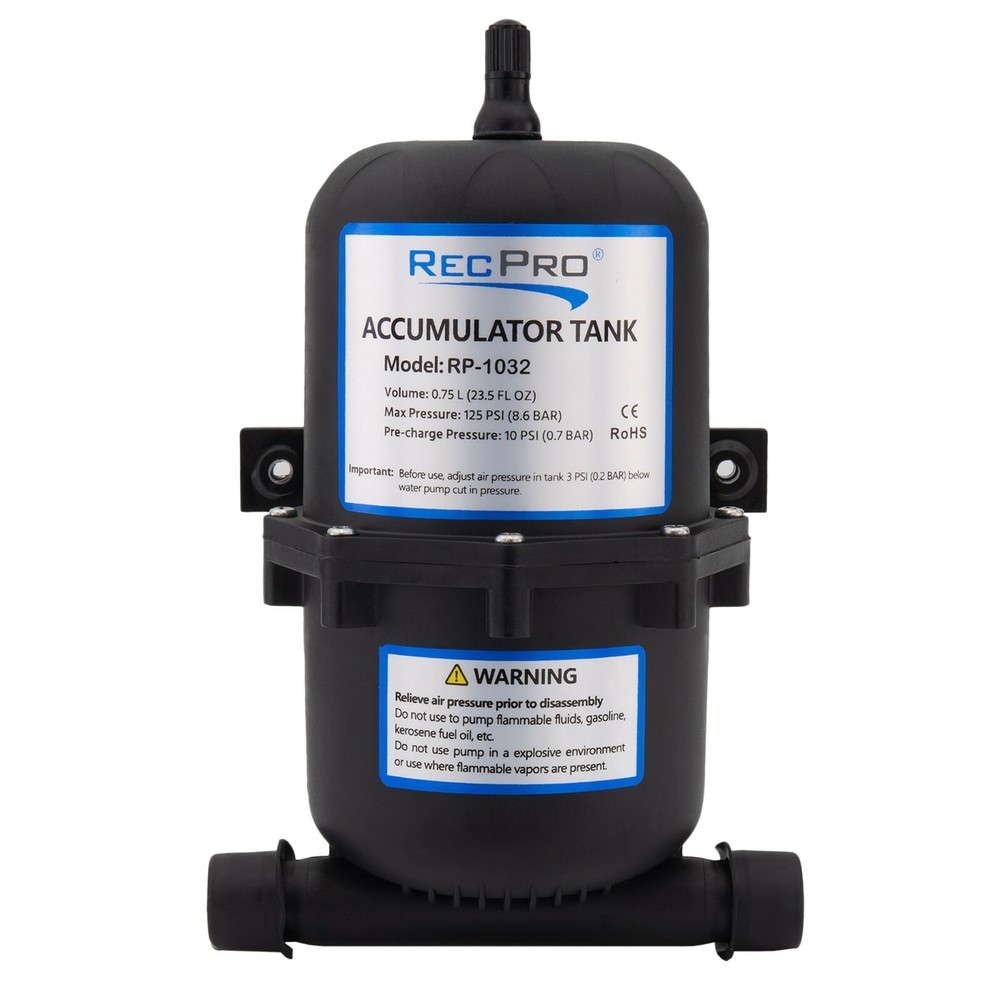RecPro RV Accumulator Tank with Barbed Fittings Water Pressure Vacuum Tank