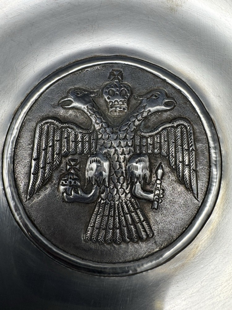 Vintage 830 Silver Eagle Double Head Eagle Plate, 127 grams, 6"