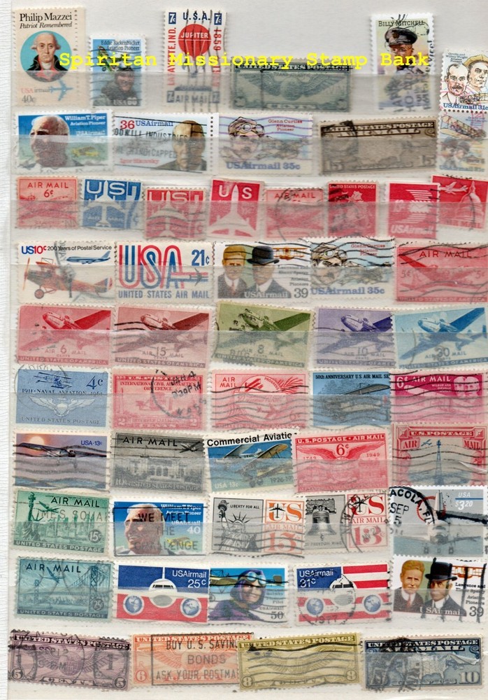 Aviation Stamps: 54 Assorted Cancelled US Postage (14-182)